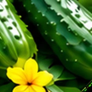 Concombres et fleur de courge.